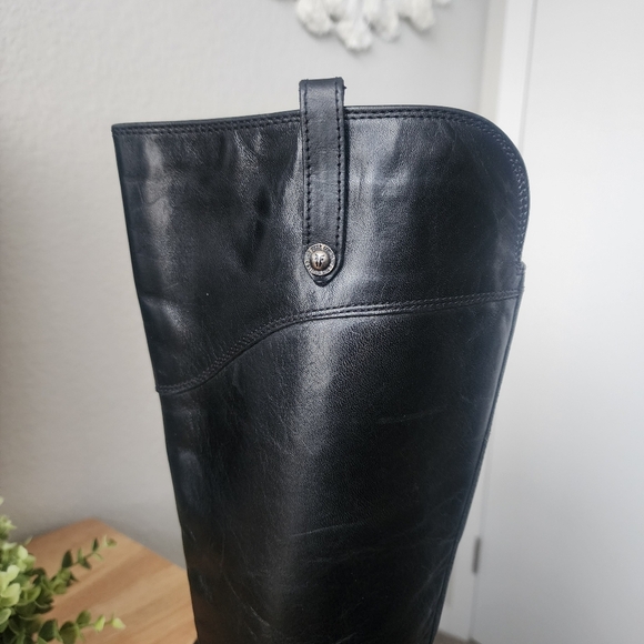 Frye Tab Tall Melissa Pull On Black Leather Riding Boots Size 7 Outdoor Casual - Picture 10 of 13